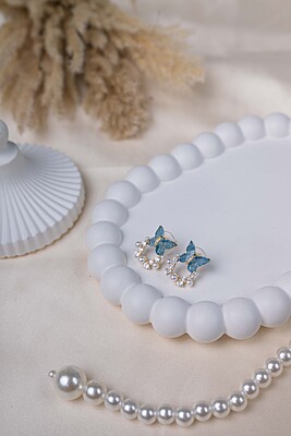 Butterfly Pearl Halo Studs