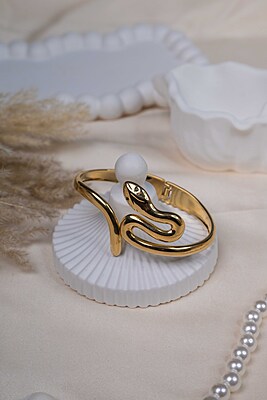 Gold Coiled Serpent Cuff