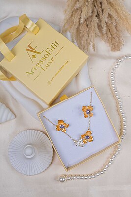 Golden Orchid Enamel Set