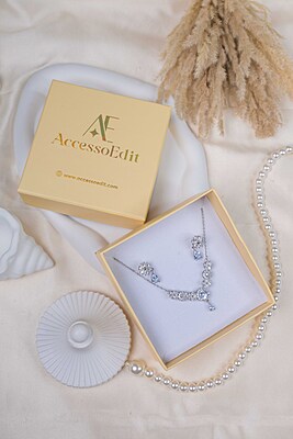 Silver Floral Necklace and Earrings