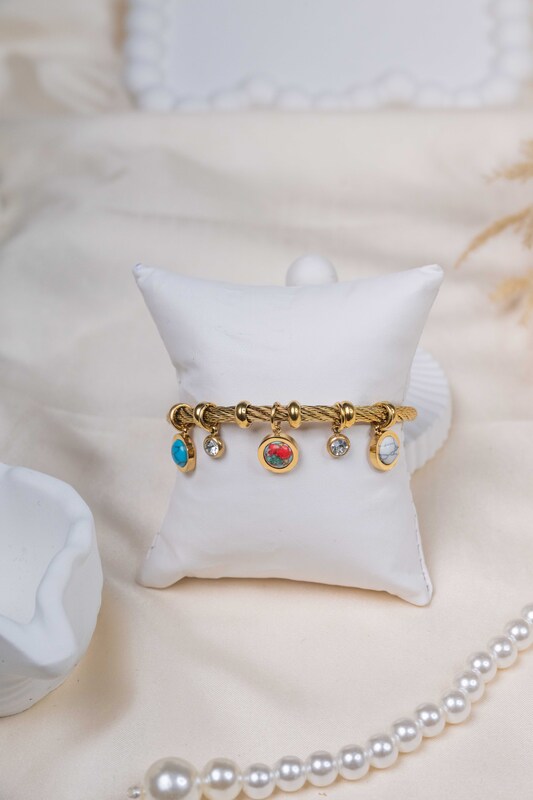 Multicolor Stone Charm Bracelet