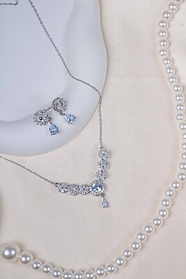 Silver Floral Necklace and Earrings