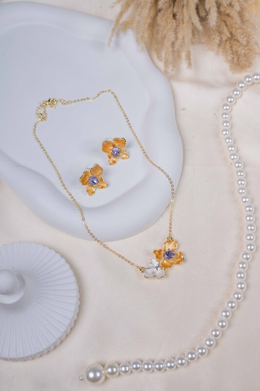 Golden Orchid Enamel Set