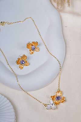 Golden Orchid Enamel Set