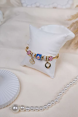 Pink Floral Charm Bangle