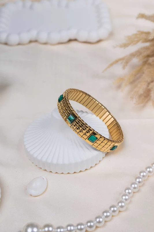 Emerald Grid Cuff
