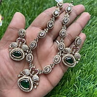 Beautiful Victorian Neckpiece with Ruby pendant paired with Earing