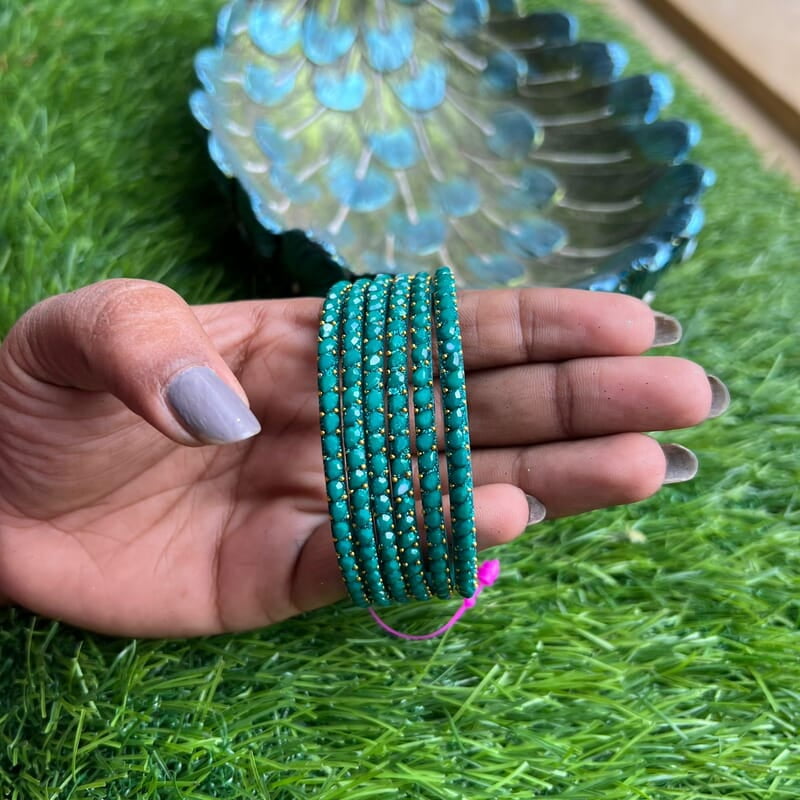 GLASS BANGLE DROP DESIGHN RAMAR GREEN