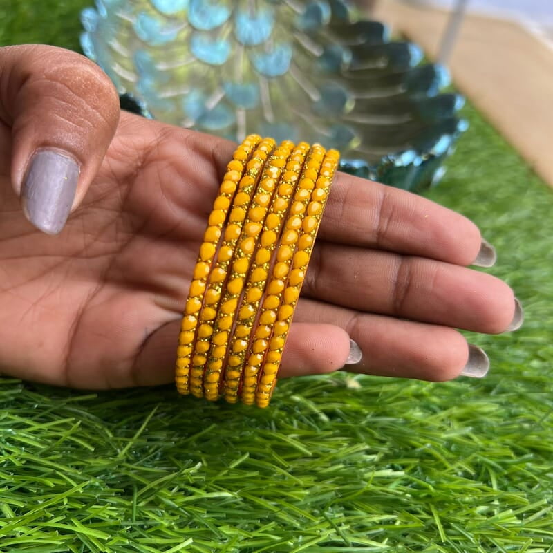 GLASS BANGLE DROP SHAPE YELLOW COLOUR