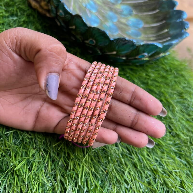 GLASS BANGLE TRENDY PEECH COLOUR