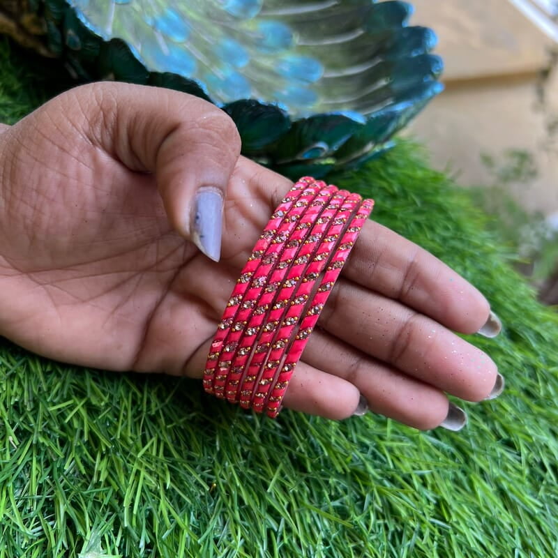 GLASS BANGLE TRENDY DARK PINK