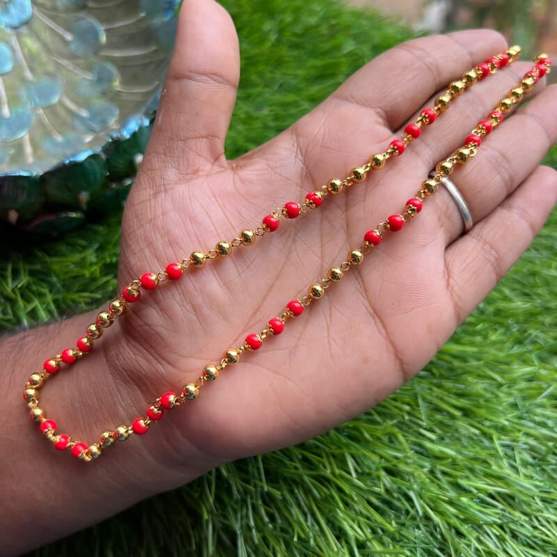 PAVALLAM WITH GOLD SMALL BALL CHAIN -30"