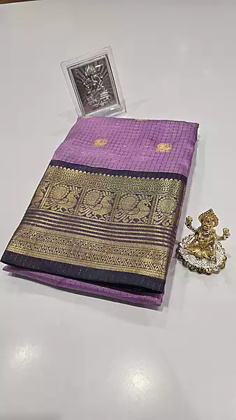 Checks Border Silk (Purple)
