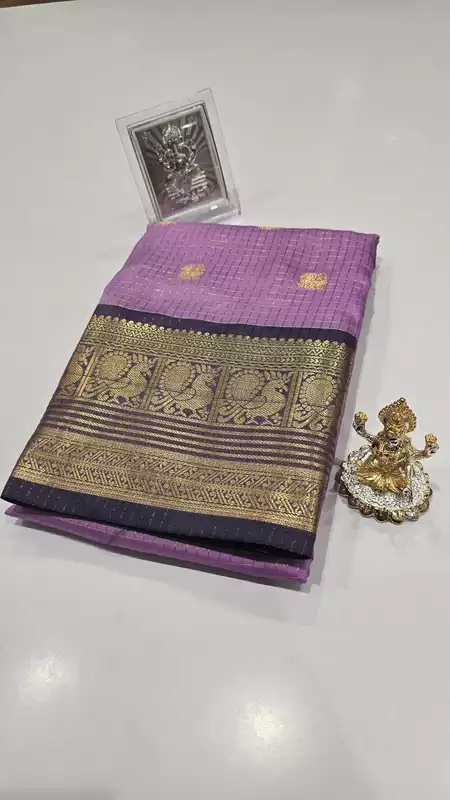 Checks Border Silk (Purple)