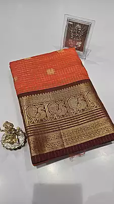Checks Border Silk (Orange)