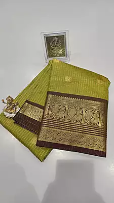Checks Border Soft Silk (Green)