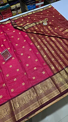 Checks Border Silk (Pink)