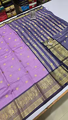 Checks Border Silk (Purple)
