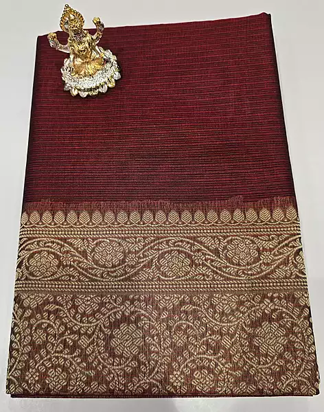 Netted Cotton Marron Saree