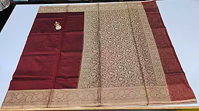 Netted Cotton Marron Saree
