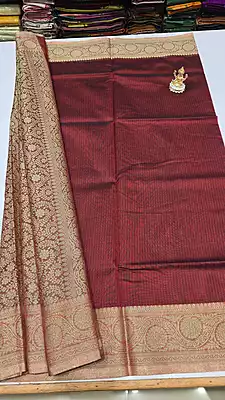 Netted Cotton Marron Saree