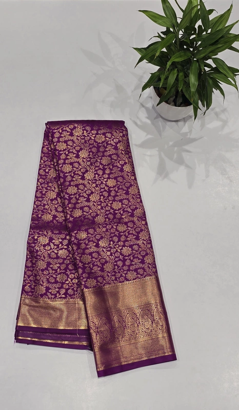 Brocket Self Saree (id 6000)