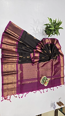 Pure Kanchi Kuppadam Handloom Silk with Silk Mark (id 10002)