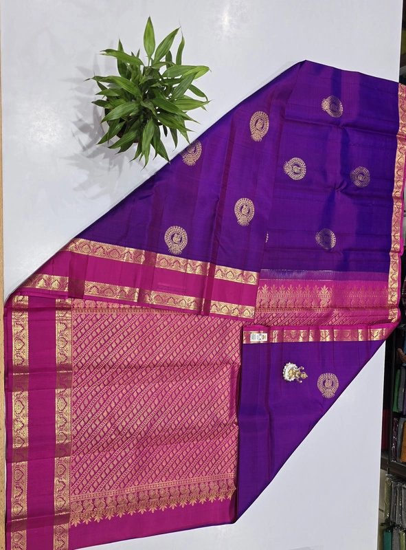 Pure Kanchi Saree with 1 grm Gold (id 13004)
