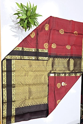 Pure Kanchi Saree with 1 grm Gold (id 13009)