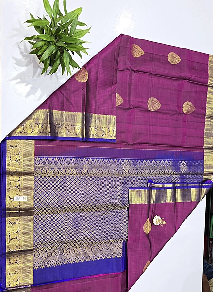 Pure Kanchi Saree with 1 grm Gold (id 13015)