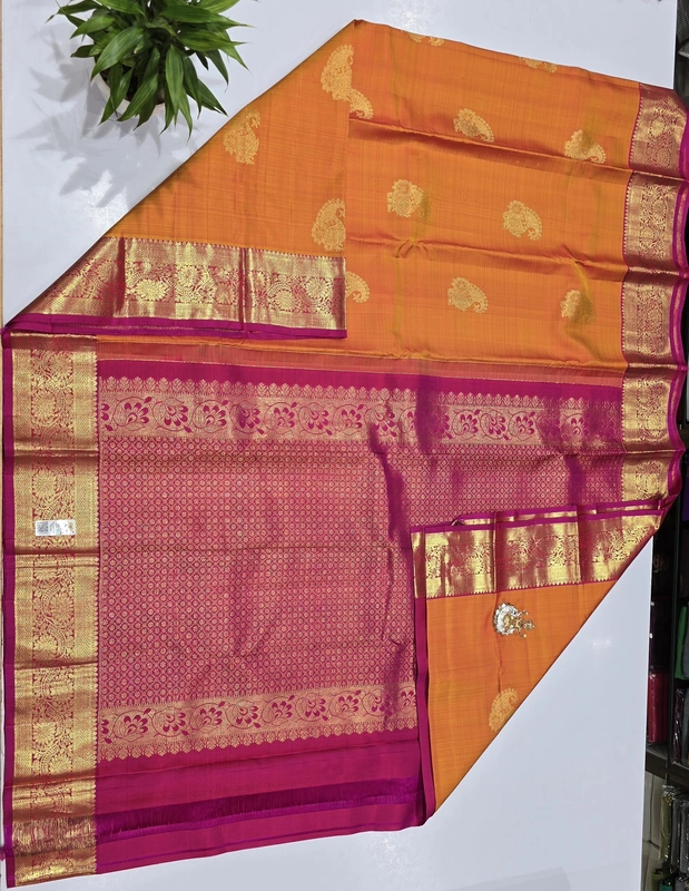 Pure Kanchi Saree with 1 grm Gold (id 13016)