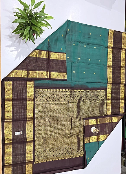 Pure Kanchi Saree with 1 grm Gold (id 13018)