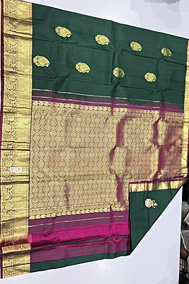 Pure Kanchi Saree with 1 grm Gold (id 13020)