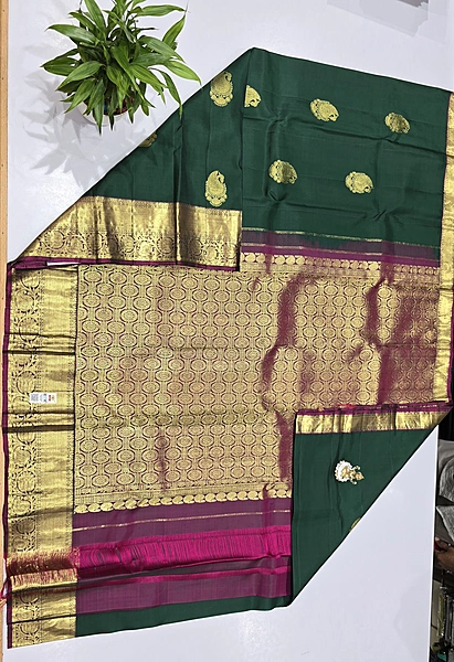 Pure Kanchi Saree with 1 grm Gold (id 13020)