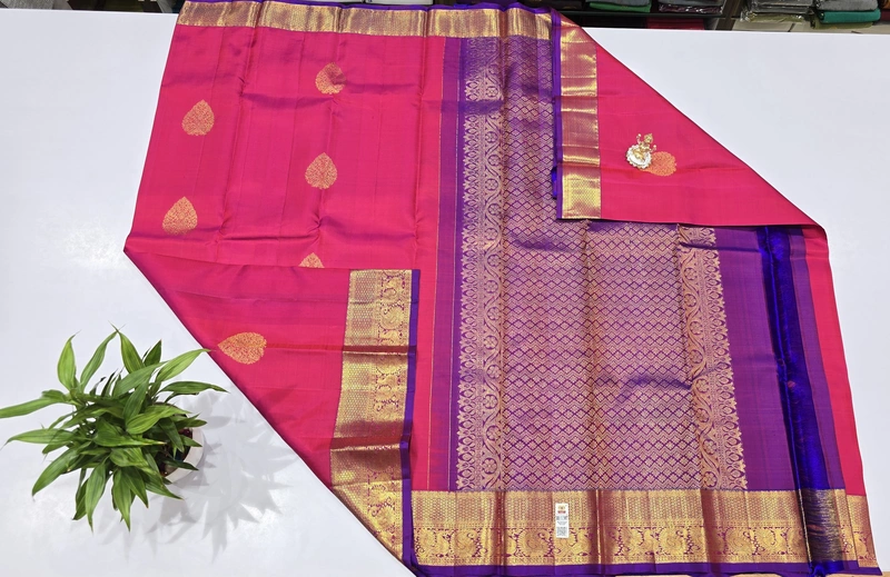 Pure Kanchi Saree with 1 grm Gold (id 13019)