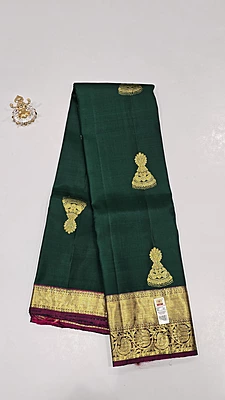 Pure Kanchi Saree with 1 grm Gold (id 13023)