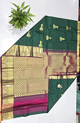 Pure Kanchi Saree with 1 grm Gold (id 13023)