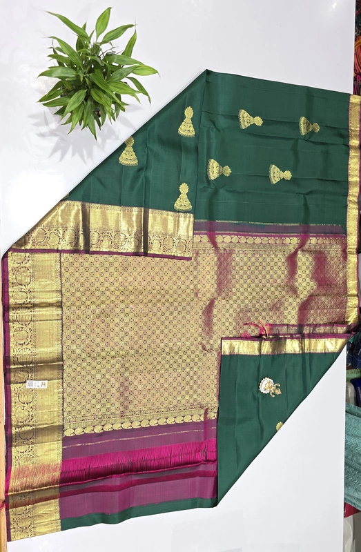 Pure Kanchi Saree with 1 grm Gold (id 13023)