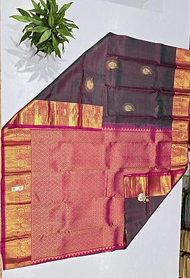 Pure Kanchi Saree with 1 grm Gold (id 13024)