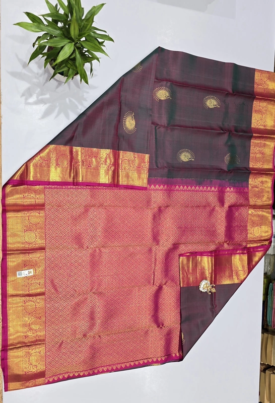 Pure Kanchi Saree with 1 grm Gold (id 13024)