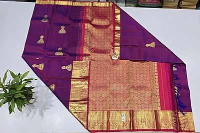 Pure Kanchi Saree with 1 grm Gold (id 13027)