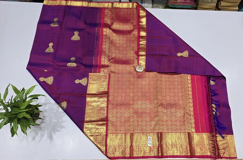 Pure Kanchi Saree with 1 grm Gold (id 13027)