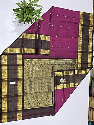 Pure Kanchi Saree with 1 grm Gold (id 13030)