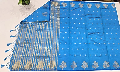 Tussur Cotton Saree (id 12001)
