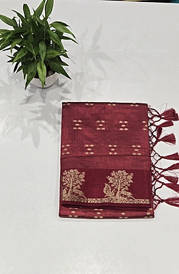 Tussur Cotton Saree (id 12009)