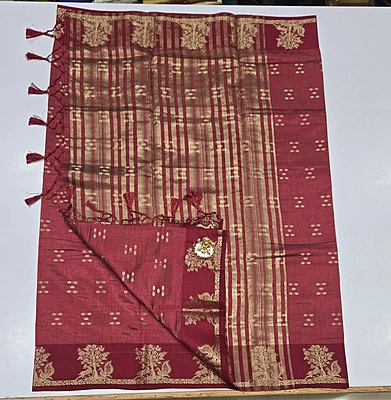 Tussur Cotton Saree (id 12009)