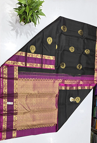 Pure Kanchi Saree with 1 grm Gold (id 13013)