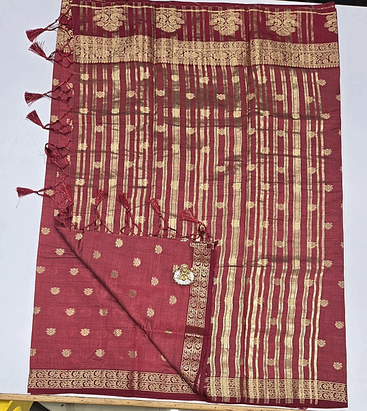Tussur Cotton Saree (id 12008)