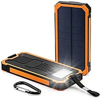 10000mAh solar power bank with dual USB ports and LED light 10000mAh solar power bank with dual USB ports and LED light