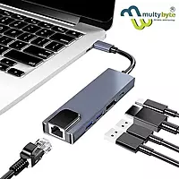 Multybyte 6-in-1 Ultra Slim Type-C Hub